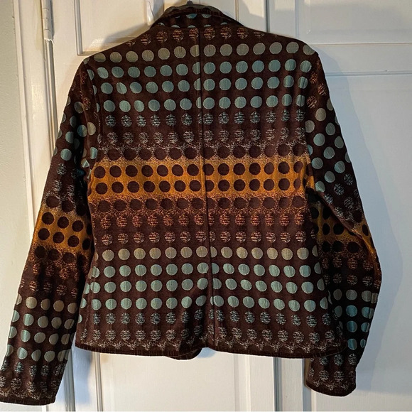 Khangura Art To Wear Circles Vintage Jacket Women's Size M One Button Brown Blue - Picture 4 of 11